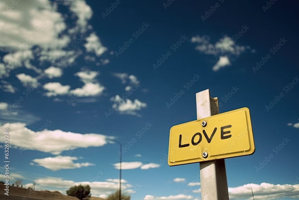 A yellow road sign with the word A yellow road sign with the word