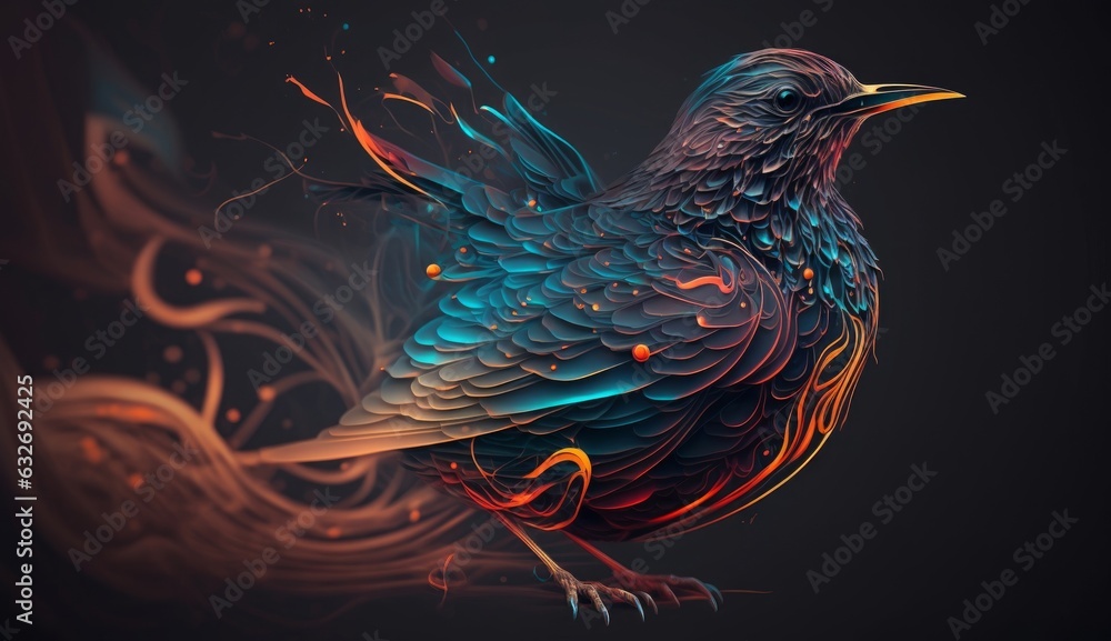 Obraz premium Abstract Bird on a Dark, Generative AI