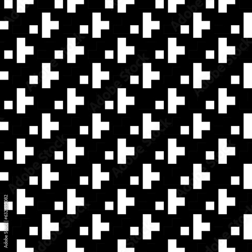 Repeated puzzle figures background. Seamless surface pattern design with mosaic ornament. Ethnic embroidery motif. Grid wallpaper. Digital paper for page fills, web designing, textile print. Vector.