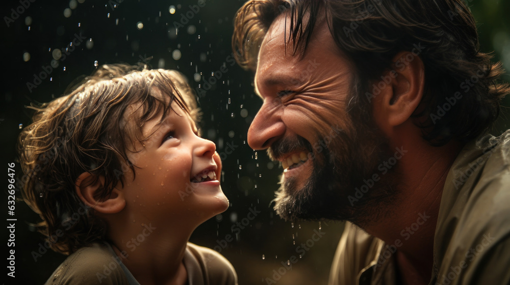 the happy of father and son in the father's day the happy of father and son in the father's day
