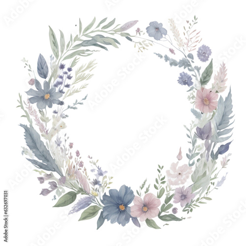  watercolor wildflowers wreath, generative ai