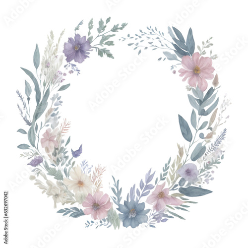  watercolor wildflowers wreath  generative ai