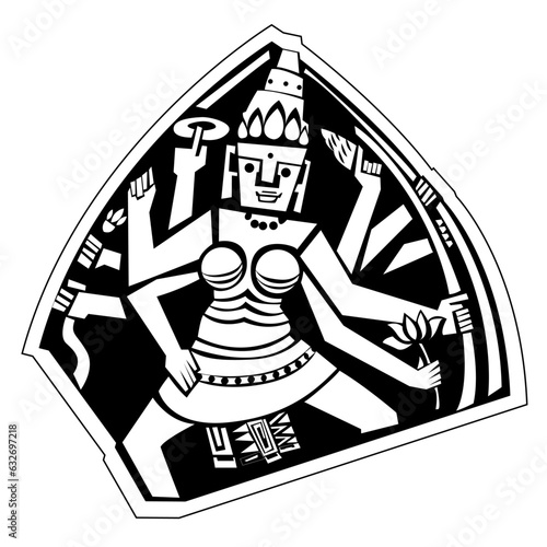 Hindu goddess Mother Durga in Vietnam Antique of Champa Vector illustration