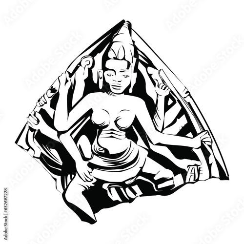 Hindu goddess Mother Durga in Vietnam Antique of Champa Vector illustration