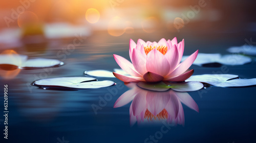 A serene pink flower floating on a