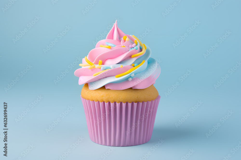 Colorful cupcake 3d illustration isolated Colorful cupcake 3d illustration isolated