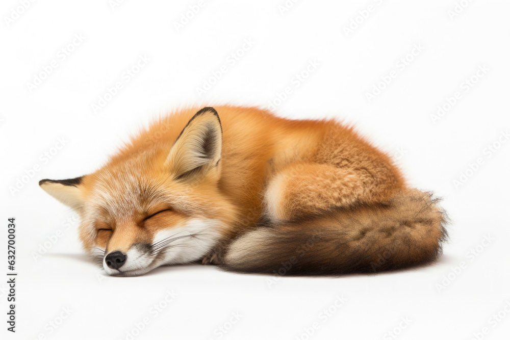 sleeping fox isolated on white background sleeping fox isolated on white background