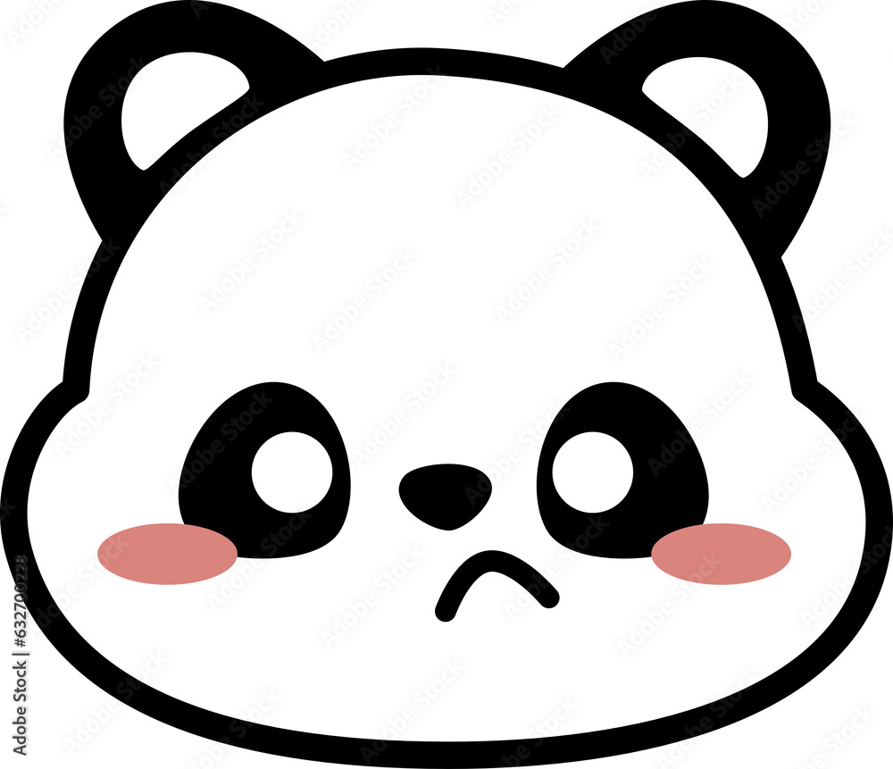 angry panda bear face expression flat style doodle cartoon element angry panda bear face expression flat style doodle cartoon element
