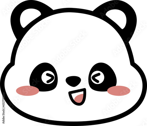 excited panda bear face expression flat style doodle cartoon element photo