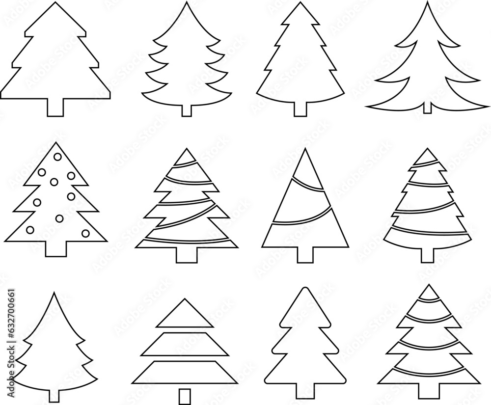 Christmas tree line icon vector