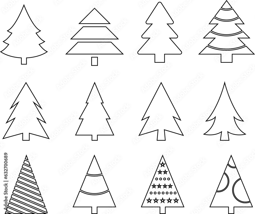 Christmas tree line icon vector Christmas tree line icon vector