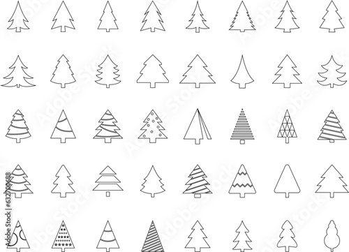 Christmas tree line icon vector