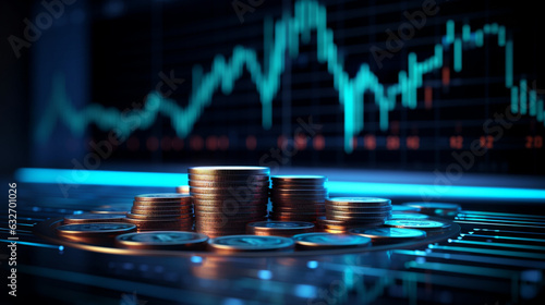 Wallpaper Mural Mapping Financial Success: High-Resolution Photograph of Money with a Vibrant Business Growth Chart in the Background Torontodigital.ca