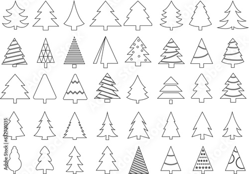 Christmas tree line icon vector