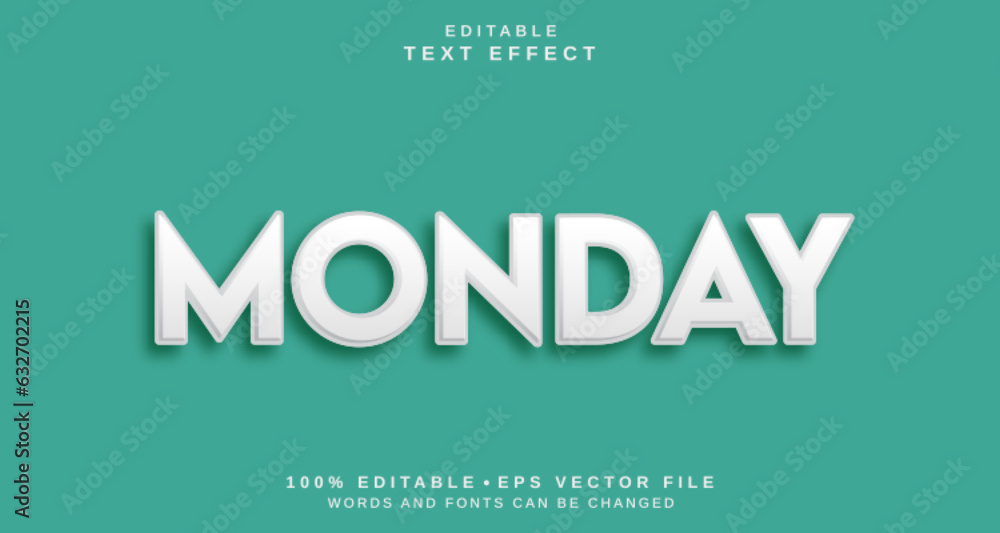 Editable text style effect - Monday text style theme.
