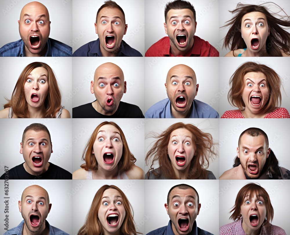 Portrait of grimacing people, generative ai Portrait of grimacing people, generative ai
