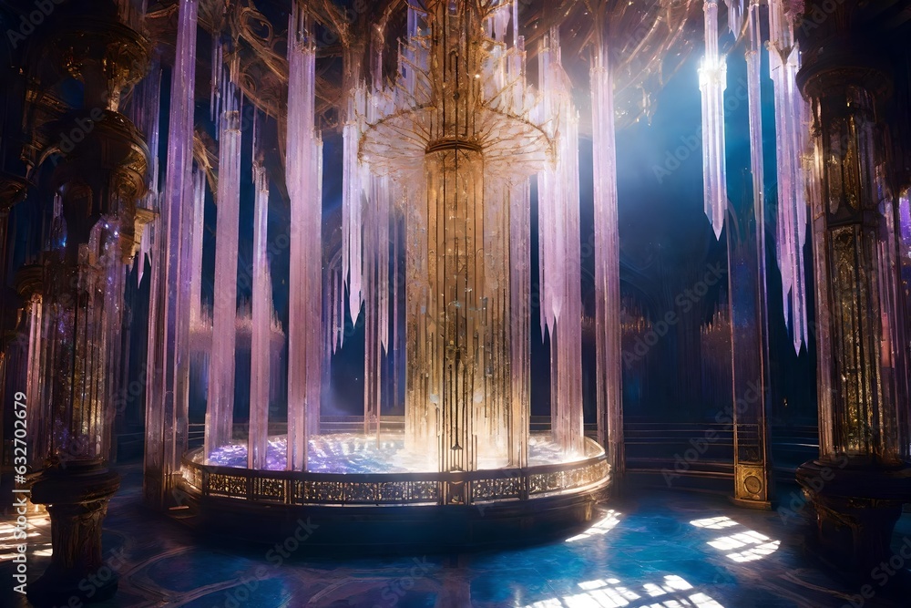 Obraz premium At the heart of Etherealia stood the Crystal Castle - AI Generative