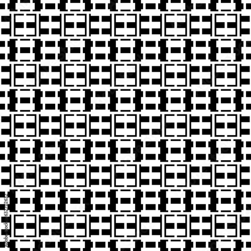 Seamless surface pattern design with figures. Rectangles, square brackets, lines vector. Repeated shapes ornament background. Mosaic motif. Tiles wallpaper. Digital paper for textile print. Vector art