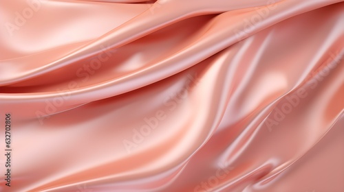 Rose Gold Silk Fabric Texture with Beautiful Waves. Elegant Background for a Luxury Product