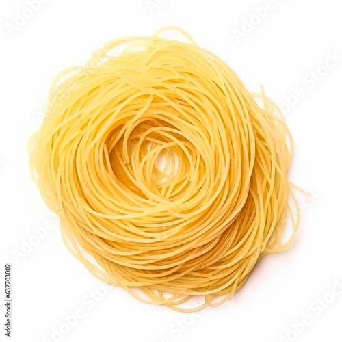 Angel hair pasta isolated on white background top view 
