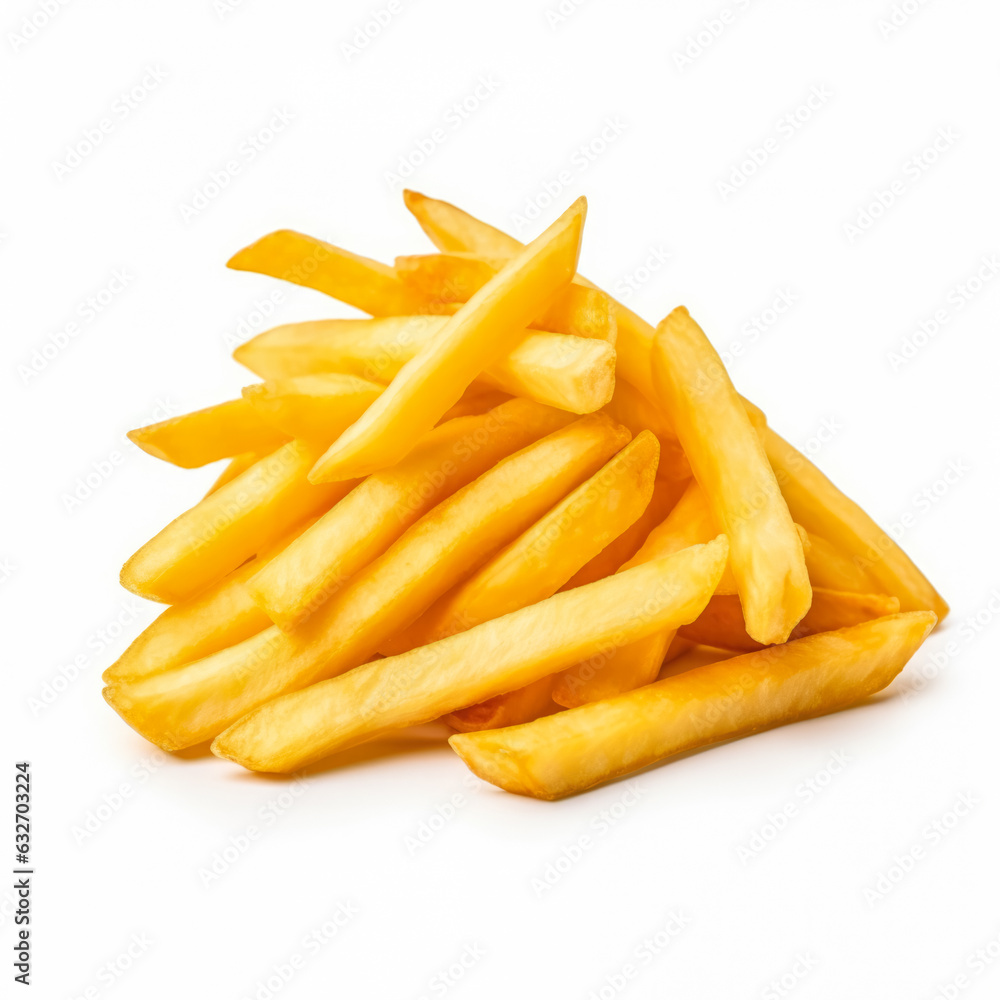 French fries isolated on white background side view French fries isolated on white background side view