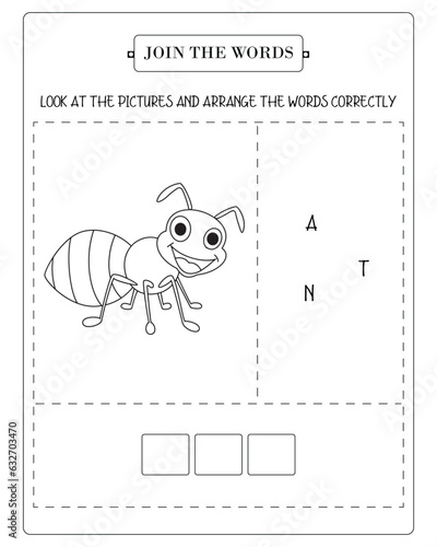 Arrange The Word Correctly Kids Worksheet, Word Teaching Material Kids Worksheet, Teaching Material for Children