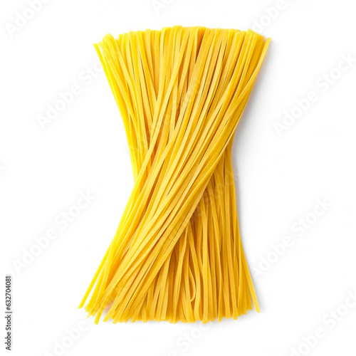 Linguine pasta isolated on white background top view 