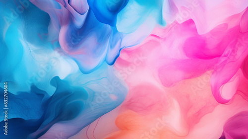 A vibrant abstract painting with colorful liquid