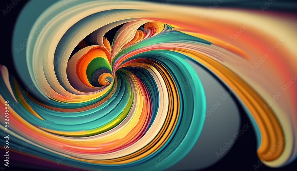 Multicolored swirl of lines, Generative AI