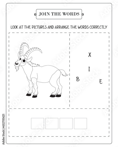 Arrange The Word Correctly Kids Worksheet, Word Teaching Material Kids Worksheet, Teaching Material for Children