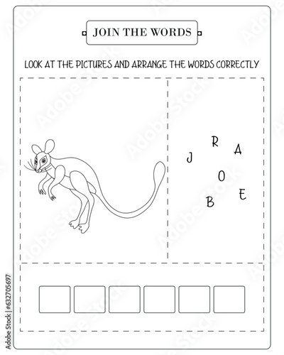 Arrange The Word Correctly Kids Worksheet, Word Teaching Material Kids Worksheet, Teaching Material for Children
