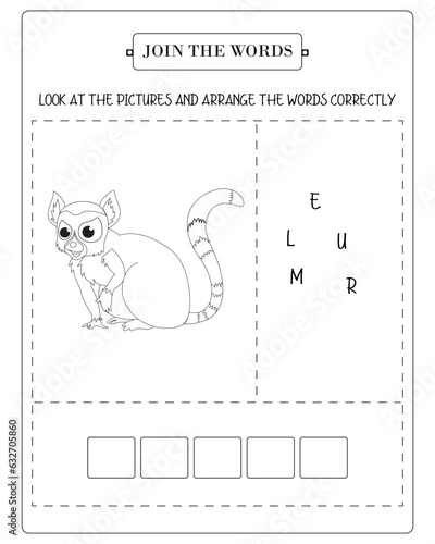 A delightful educational activity sheet featuring a cute lemur puzzle for kids to learn and play