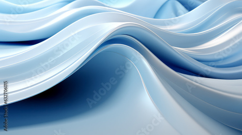 Matte translucent waves 3D render high tech abstract wallpaper. Blue accents, light