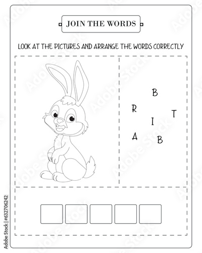 Arrange The Word Correctly Kids Worksheet, Word Teaching Material Kids Worksheet, Teaching Material for Children