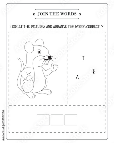Arrange The Word Correctly Kids Worksheet, Word Teaching Material Kids Worksheet, Teaching Material for Children