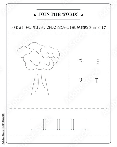 Arrange The Word Correctly Kids Worksheet, Word Teaching Material Kids Worksheet, Teaching Material for Children