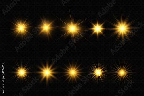 Special lens flash, light effect. The flash flashes rays and searchlight. illust. Beautiful star Light from the rays. The sun is backlit. Bright beautiful star. Sunlight. Glare.	

