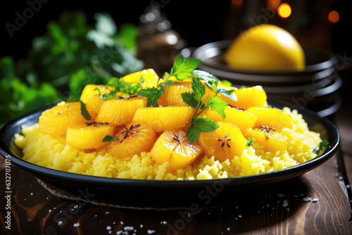 Brazilian food couscous with fruit photo