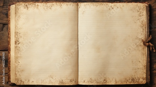 Vintage blank open notebook