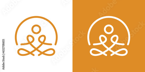 logo design element of yoga therapy for health and created with line style