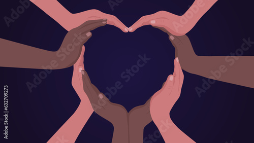 multicultural hands forming heart