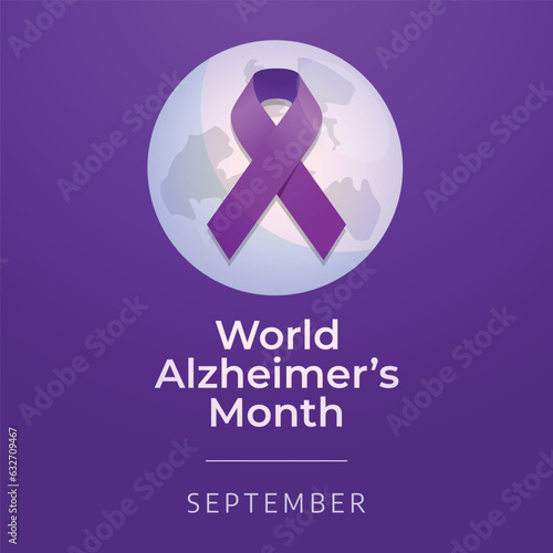 World alzheimer's month design template good for celebration. purple ribbon design illustration. ribbon vector. flat design. eps 10.