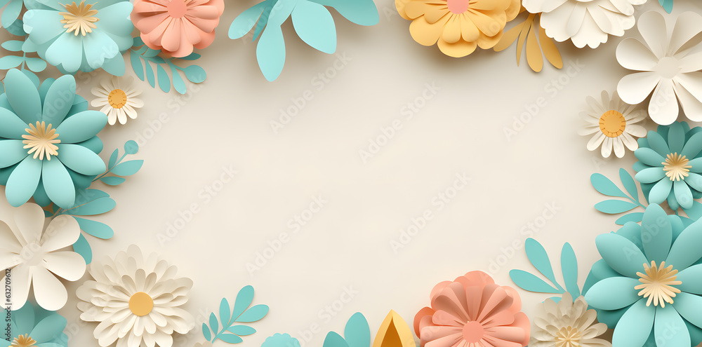 Obraz premium Framework for photo or congratulation with flowers. Sakura, cherry blossom, summer flowers. Woman's day, 8 march, Easter, Mother's day, anniversary, wedding