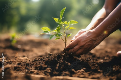 Tree Planting Day: Planting Saplings for Reforestation  Generative AI