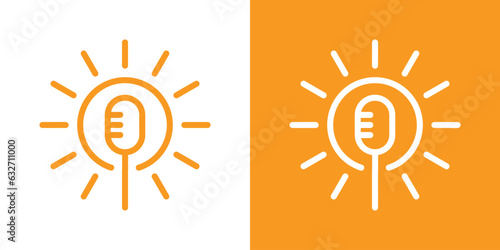 logo design element of microphone combined with sun and made in line style