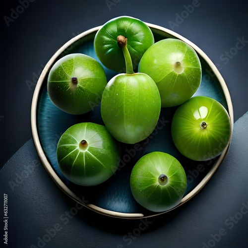 green apples on black generated by AI technology
