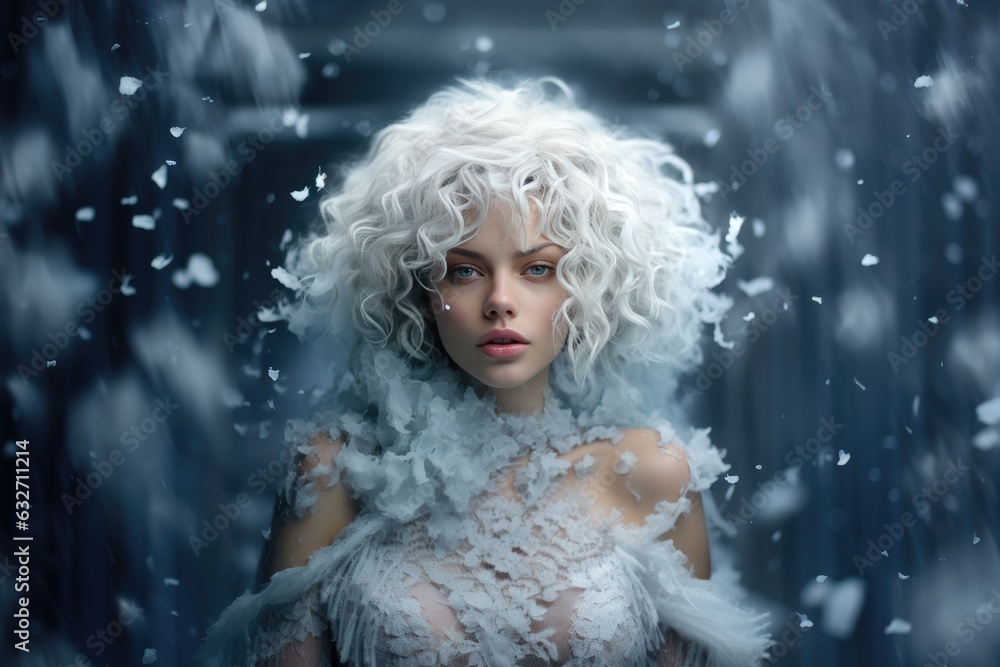 A Girl With Sparkling Ice Crystals Resembling Frozen Hair Instead Of Hair . Sparkling Ice Crystals, Frozen Hair Look, No Hair, Girls Beauty, Unique Style, Makeup Ideas, Creative Hairstyles