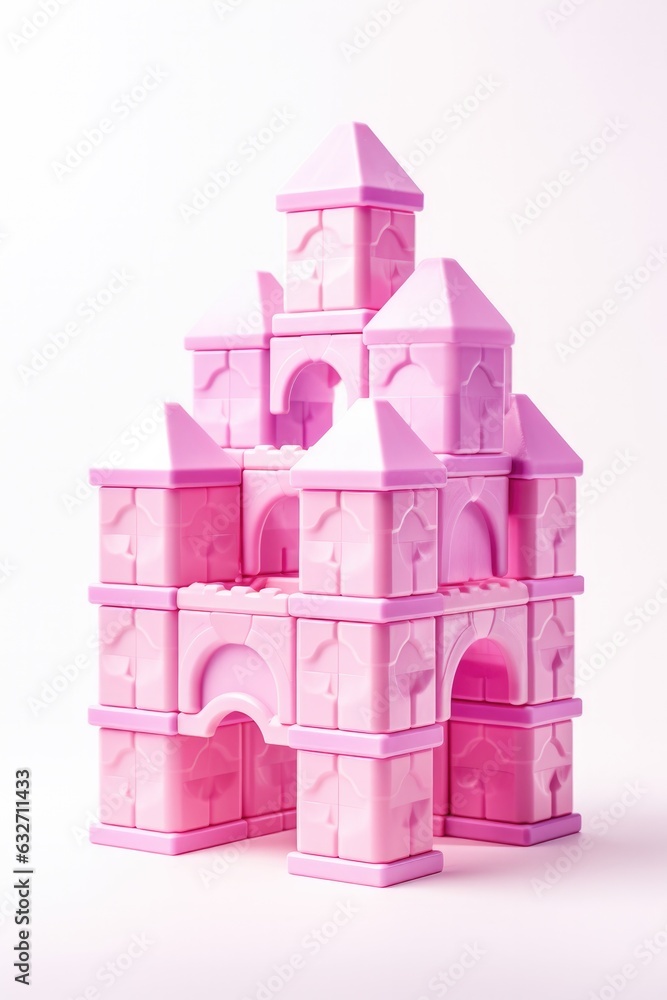 Pink Toy Toy Building Set White Background. Pink Toy, Toy Building Set, White Background