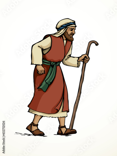 Vector drawing. Jewish man walk