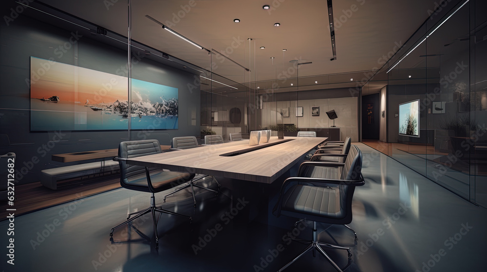 Futuristic style of an Executive room for Board meetings. Generative AI. Futuristic style of an Executive room for Board meetings. Generative AI.
